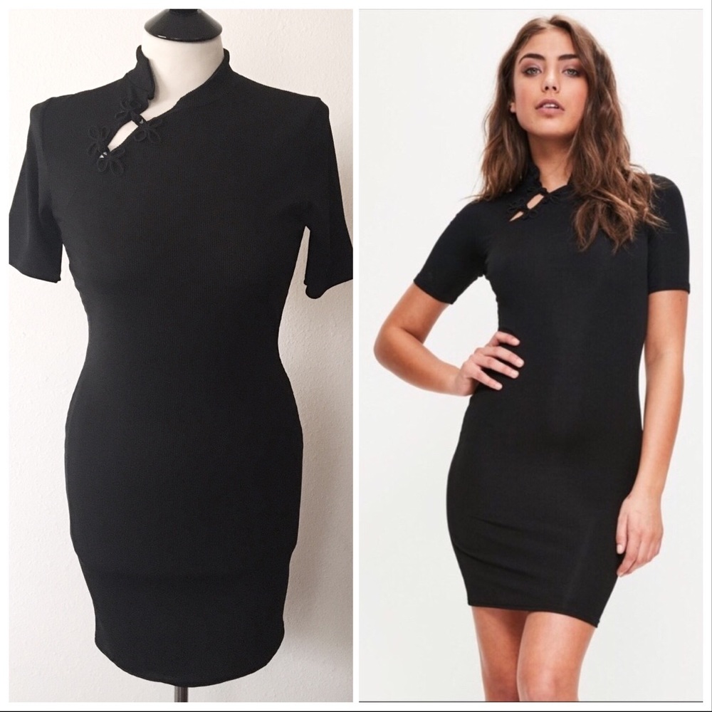 MISSGUIDED oriental rib knit bodycon dress